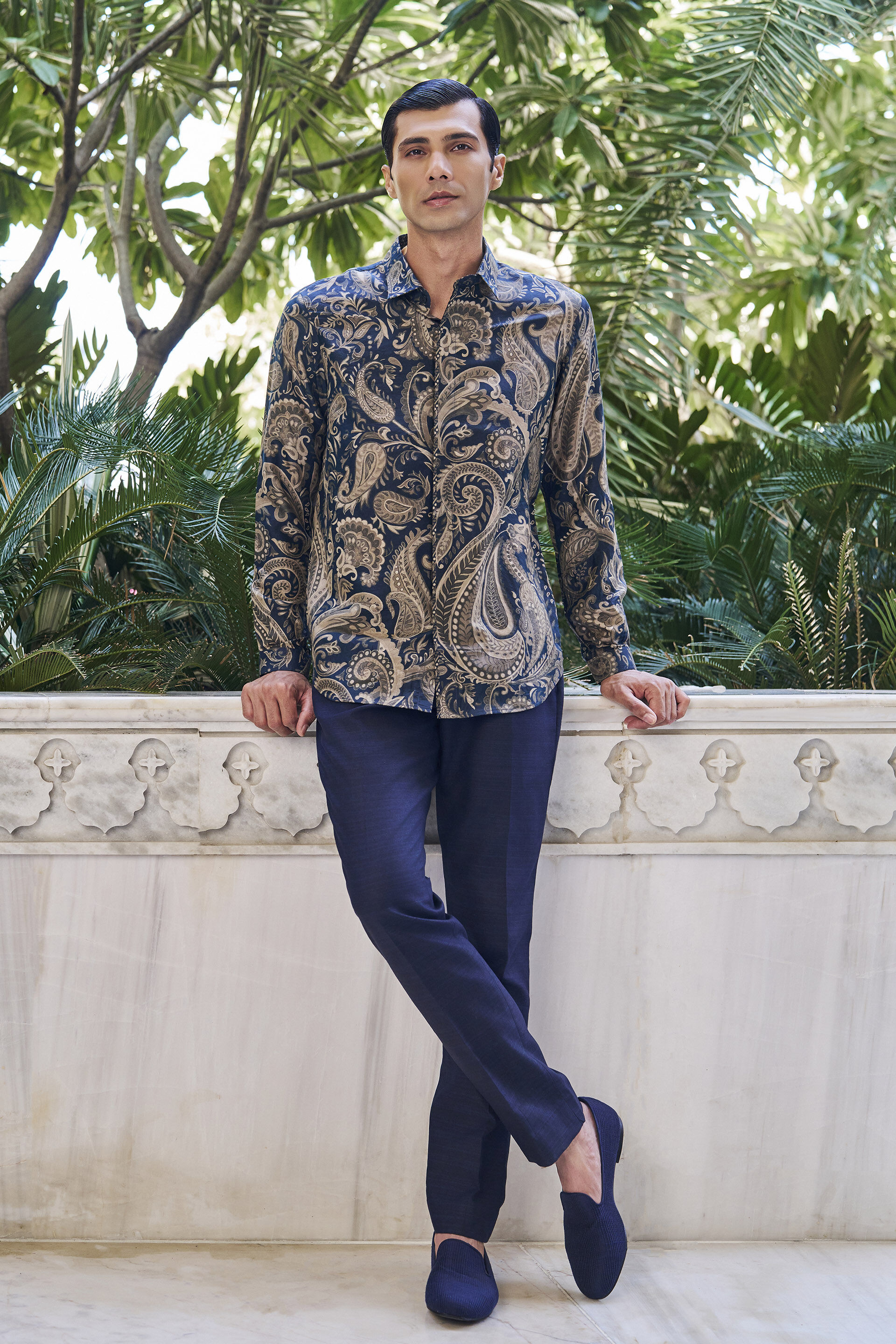 Evan Blue Silk Shirt
